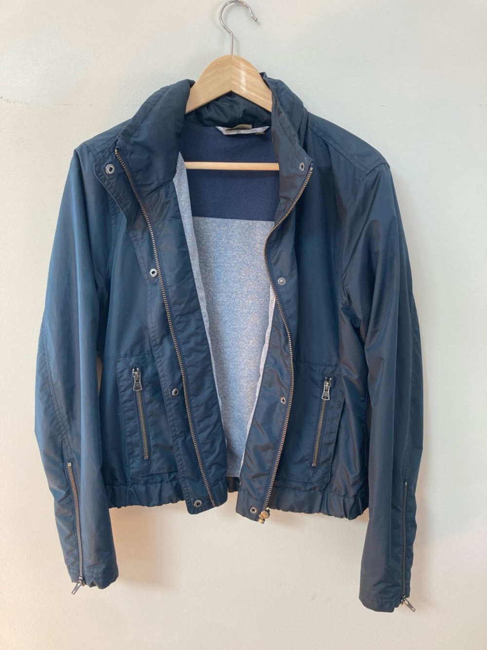 Athleta Navy Zip-Up Lightweight Bomber Jacket Size M
